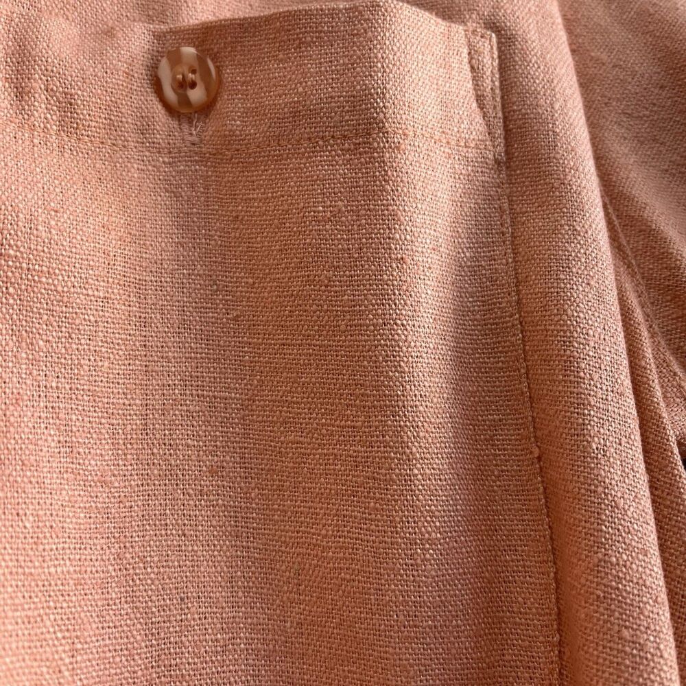 100% Silk Textured Midi Dress     Peach Blush Belted Pockets Size 8 - Picture 5 of 13